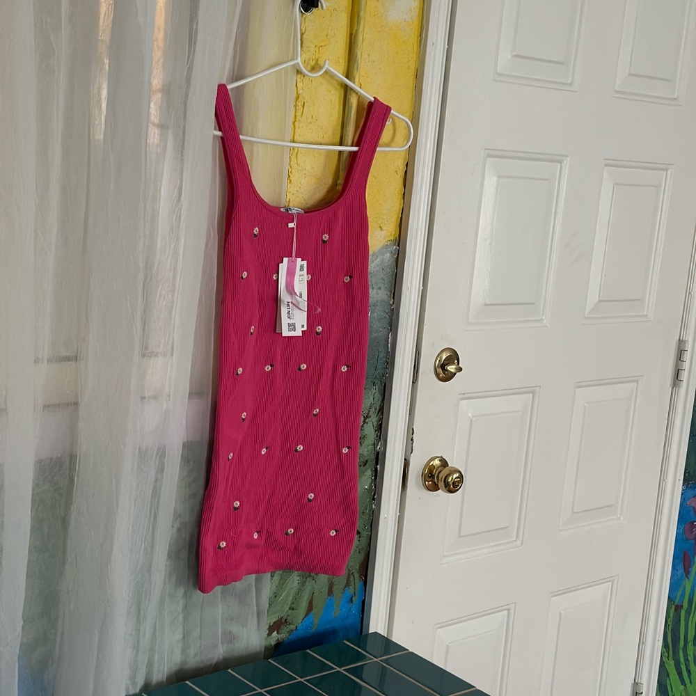 Pink Sleeveless Dress with Embellishments